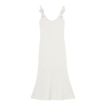 (Same style as Zhao Liying) self-portrait 2024 spring and summer pure white flower beach suspender dress