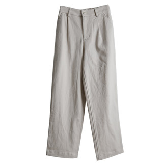 Mid-high waist japanese style nine-centimeter white straight pants