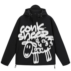 CONKLAB Coco Sheep Hooded Jacket Men's Autumn and Winter Loose Casual Couple Jacket Jacket Cotton Clothes Trendy Brand