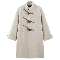 (Classic Horn Button) PEACEBIRD Mens Vintage Heavy Coat Long Woolen Wool Jacket Trendy