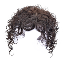 Wig piece for women with white hair long hair fluffy layered wavy hair ponytail traceless diagonal bangs replacement block