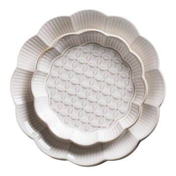 Nara xuemei retro relief ceramic tableware underglaze color kiln transform home dining plate soup noodle bowl rice bowl dipping plate cup
