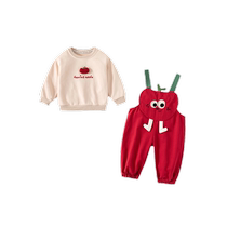 Girls autumn clothing set 2024 new style childrens sweatshirt two-piece set baby overalls spring and autumn childrens clothing