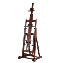 MEEDEN oil easel Italian style walnut color can be tilted forward and can be used vertically and horizontally. The wooden easel is a professional artist-specific stowable display stand. Solid wood beech wood floor-standing large painting easel.