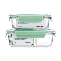 (Self-operated) LOCK&LOCK crisper lunch box for office workers divided lunch box sealed glass microwaveable lunch box