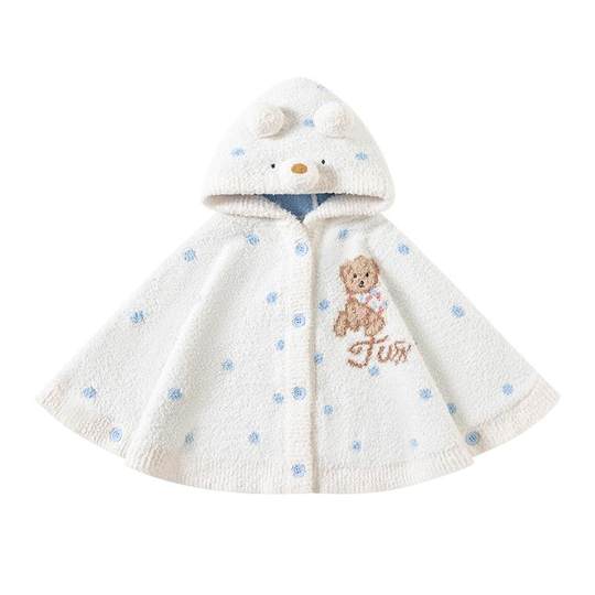 【新品】TugTug婴儿宝宝披风半边绒斗篷外出防风外套儿童保暖披风