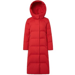 Qianrengang's new winter down jacket women's mid-length hooded high-necked placket slim temperament