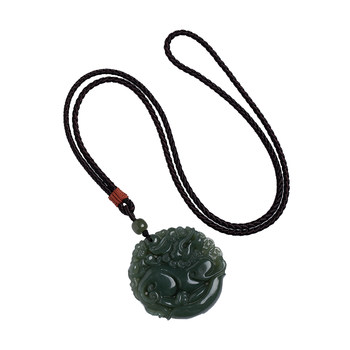 Natural hetian jade cai xiu lucky car pendant