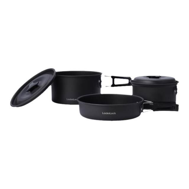 LOCK&LOCK camping pot set portable outdoor camping cooker cooking pot frying pan picnic supplies aluminum alloy