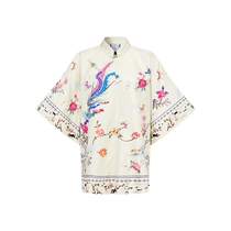 Mifan 2024 summer new style Mingyue new Chinese style high-end beige collarless bat-sleeve cheongsam top