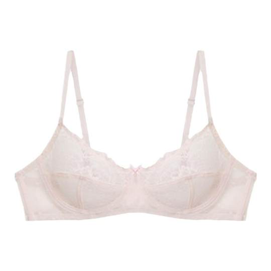 Sexy half cup transparent bra women pure pink