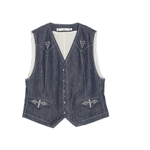 (Same style in the mall) EIN natural literary style handmade embroidered V-neck denim vest 24 spring and summer new style