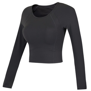 Fitness girl tight short yoga long sleeves with chest pad