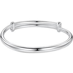 Wuyue Old Silver Shop 9999 sterling silver glossy solid ring silver bracelet solid silver push-pull women's silver bracelet