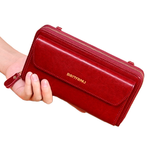 Wallet for women genuine leather 2024 new large-capacity clutch shoulder bag cross-body mobile phone bag simple fashion small bag for women