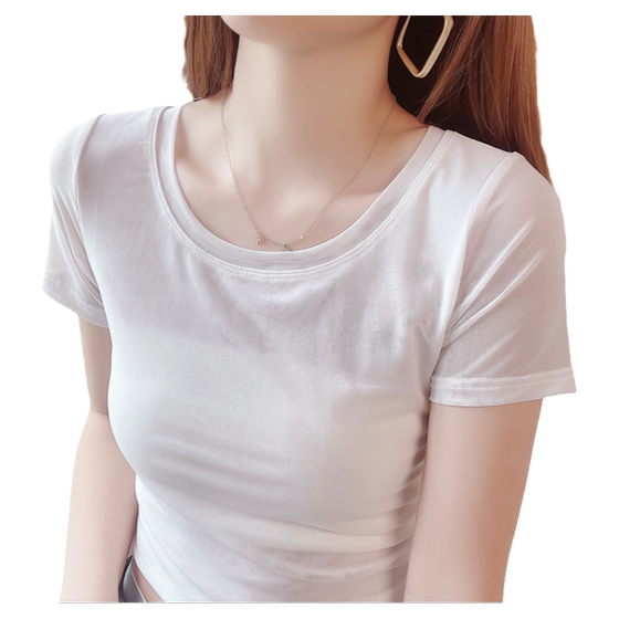 
White half-short mesh base shirt for women in summer new suspender skirt with short-sleeved ice silk T-shirt for women in women