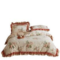 Ling Yun 2024 new French retro romantic cotton four-piece set lace pure cotton quilt cover bed sheet and fitted sheet three-piece set