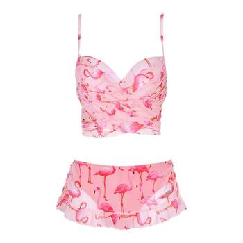 Embry Fong outlets Fendice ສູນການຄ້າແບບດຽວກັນ flamingo print swimsuit skirt split swimsuit ສໍາລັບແມ່ຍິງ