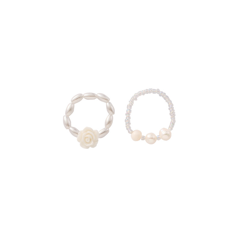 Flower trace white rose flower ring personality niche