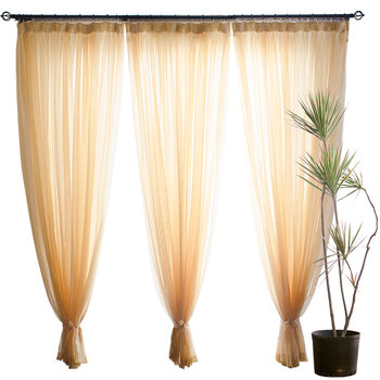 Silk language solid color simple romantic translucent sheer curtains