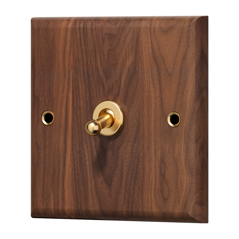 Sener black walnut mid-century retro switch socket