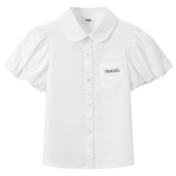 Anair girls pure cotton white short-sleeved shirt