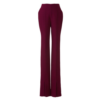 MAGGIE MA Ma Jing Designer Suit Pants Acetate Slit High Waist Slim Straight Rose Color Women's Pants