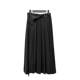 S.deer casual patchwork waist pleated black long skirt