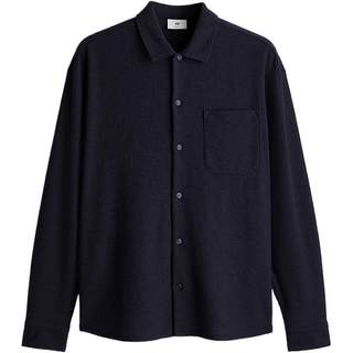 Hm men's shirt 25 winter long-sleeved loose textured woven fold-down collar shirt 1232515