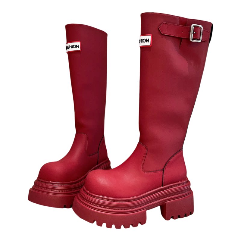 European letter decorated platform Martin boots for women