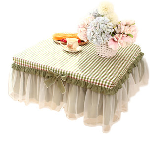 Plaid lace pastoral style fabric cotton bedside table cover