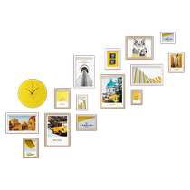 Staircase photo wall photo frame combination hanging wall decoration creative punch-free corridor background family photo album display wall