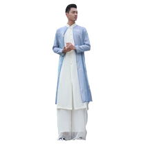 Chinese Tang suit linen Hanfu mens Chinese style mens suit robe Zen suit ancient style ancient costume robe Taoist robe