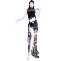 Belly dance clothing slimming hollow top BAO WEN apron suit practice clothing beginners oriental dance childrens performance clothing