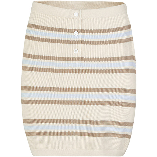 GUUKAHERO contrasting color patchwork apricot striped skirt