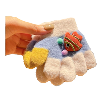 Infant gloves winter warm 1 to 3 year old baby spring and autumn boys and girls winter five-finger gloves children 2023 new style