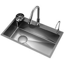 Oaks 1566 kitchen sink large single-slot left-hand household sink stainless steel dishwashing sink under-counter basin