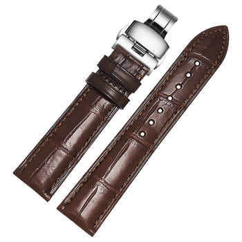 King's watch strap for men and women original leather watch chain king's cowhide strap butterfly buckle mechanical watch accessories 20 22