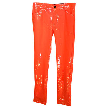 Spring and summer mirror tight elastic patent leather pants sexy nightclub men's DS performance clothes reflective bright PU pants ການປັບແຕ່ງຕົ້ນສະບັບ