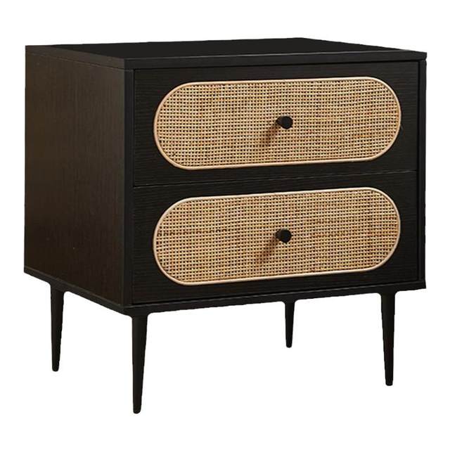 Solid wood rattan bedside table bedroom cabinet