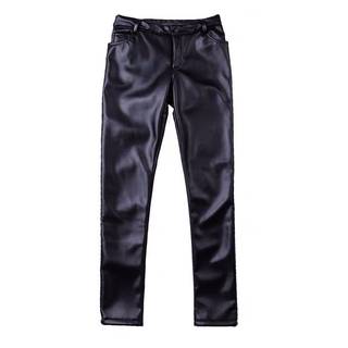 Spring and summer models autumn and winter models plus velvet thick leather pants men's slim locomotive warm pencil pants men's windproof casual trousers