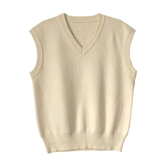 Japanese knitted wool vest female vest in spring and autumn wearing loose niche stack V -neck sleeveless sweater horses tide