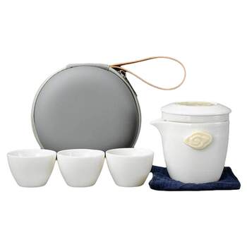 Mutton fat jade xiangyun portable quick cup tea set