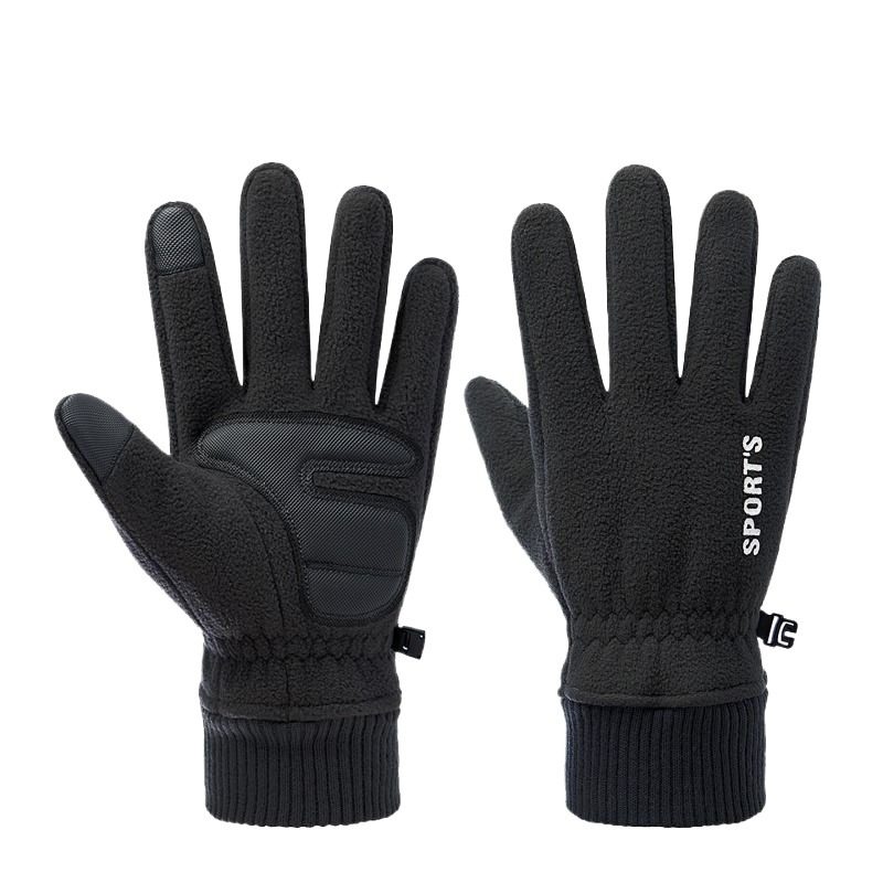 Men's and women's velvet full-finger warm touch screen winter gloves
