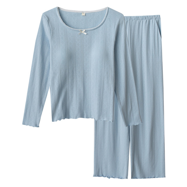 ສິ້ນຝ້າຍ jacquard ບໍລິສຸດແລະ summer padded pajamas ແຂນຍາວແລະ pajamas