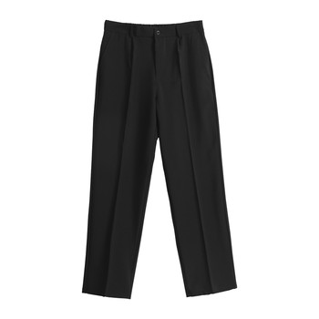 Romon black suit pants for men loose draping straight