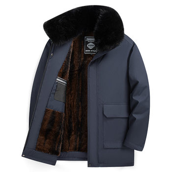 Luo meng middle-aged and elderly fashionable fur collar warm cotton clothes for men