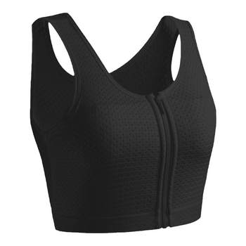 Qilusheng corset bra graphene bandage anti-sagging and shockproof zipper breast shaping les sports handsome T ເຕົ້ານົມໃຫຍ່ປາກົດຂະຫນາດນ້ອຍກວ່າ