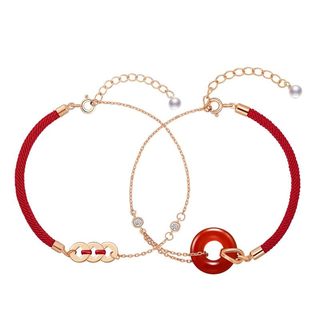 Daimi jewelry chalcedony safe deduction Fu brand freshwater pearl bracelet S925 silver bracelet New Year bunny women's model