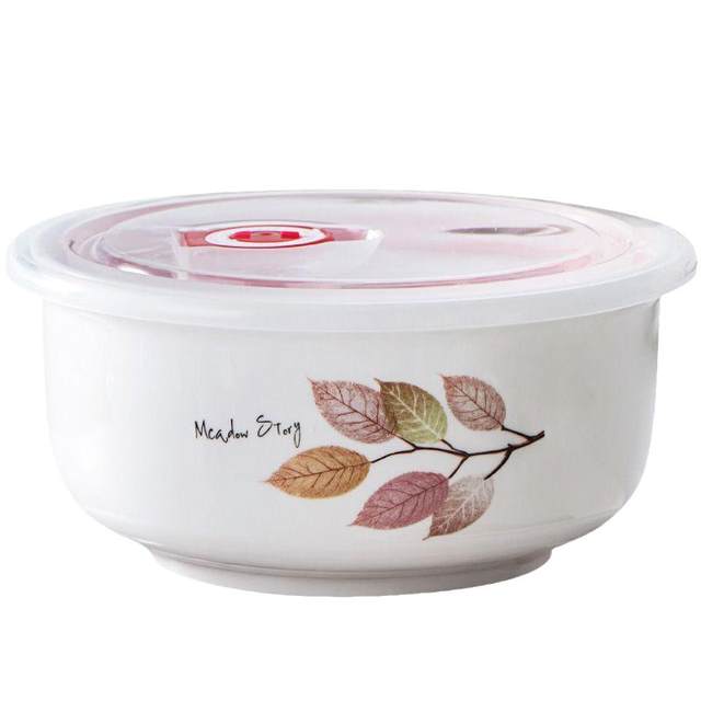 Office workers' fresh-keeping bowl rice box, microwave oven special bento box with lid, refrigerator sealed bowl, ceramic large instant noodles bowl